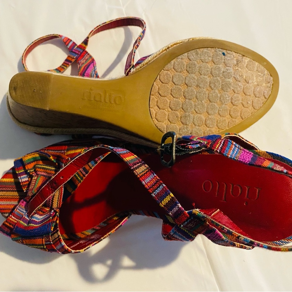 Rialto Multicolor Striped Espadrille Wedge Sandals - Picture 8 of 8